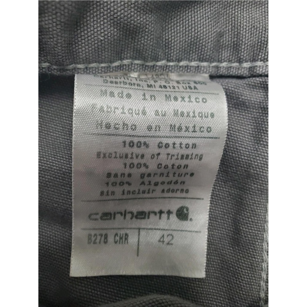 Carhartt Shorts Mens 42 Gray Cotton Work Carpenter Utility Dungaree B278 CHR - Picture 2 of 8